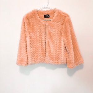 Pink Crop Faux Fur Jacket
